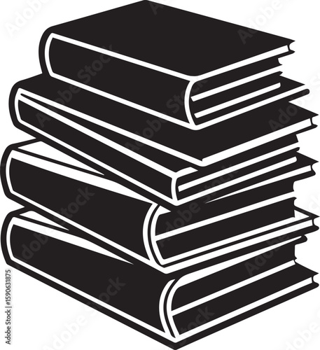 stack of books silhouette vector icon, stack of books isolated