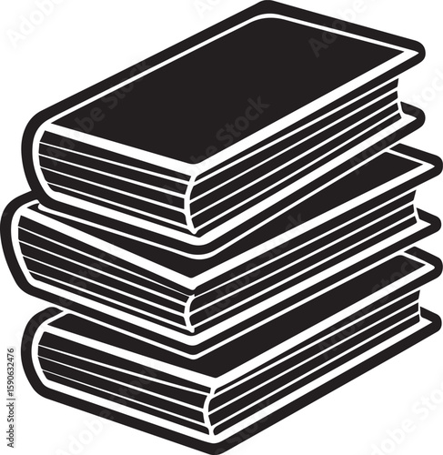 stack of books silhouette vector icon, stack of books isolated
