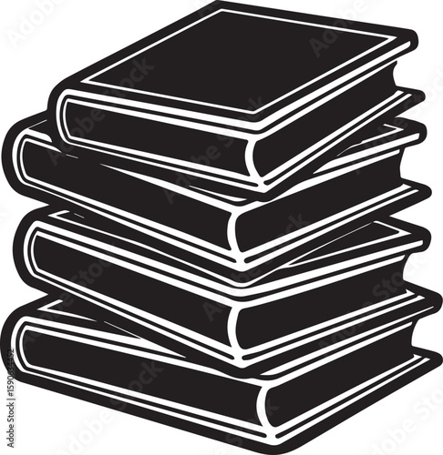 stack of books silhouette vector icon, stack of books isolated