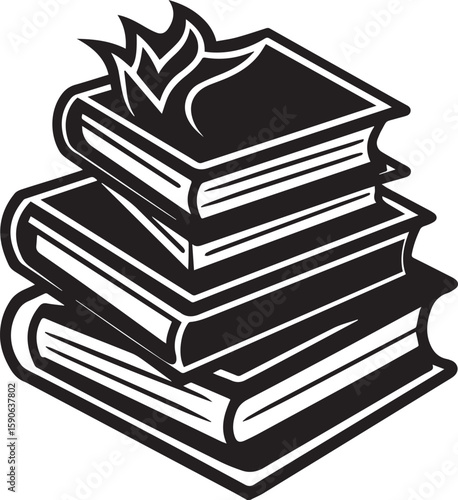 stack of books silhouette vector icon, stack of books isolated