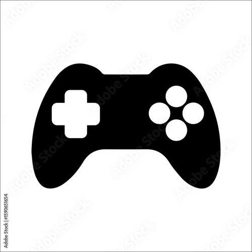  PS game stick icon white on background