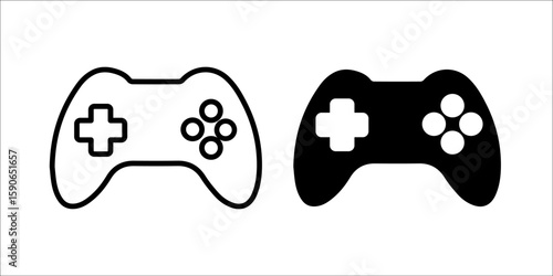  PS game stick icon white on background