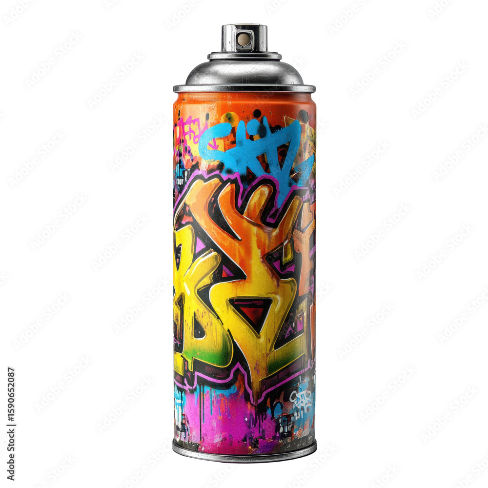 Naklejka premium Vibrant Graffiti Spray Can Art Isolated on Transparent Background