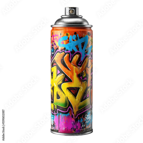 Vibrant Graffiti Spray Can Art Isolated on Transparent Background