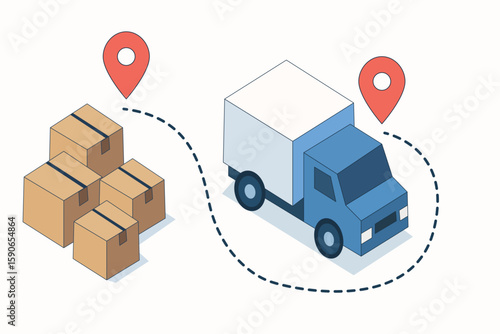Isometric Delivery Logistics Shipping and Boxes
E-commerce Package Delivery Truck Icon
Cargo Transportation and Supply Chain