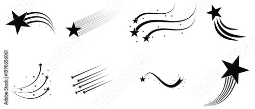 set of shooting star. vector illustration.
