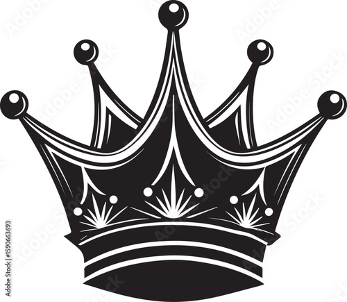black crown silhouette vector, crown icon, crown vector illustration black and white