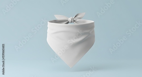 White Bandana Mockup on Light Blue Background