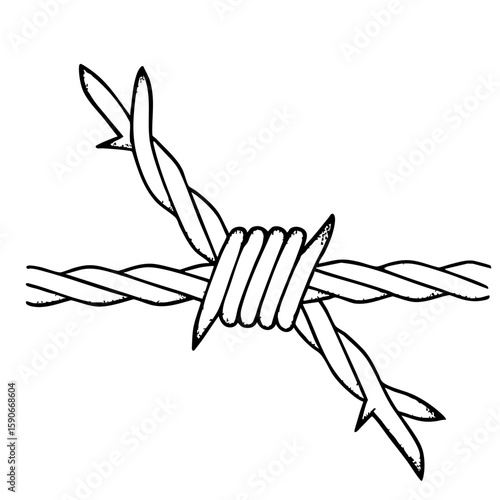 Barbed wire illustration in chalk style  