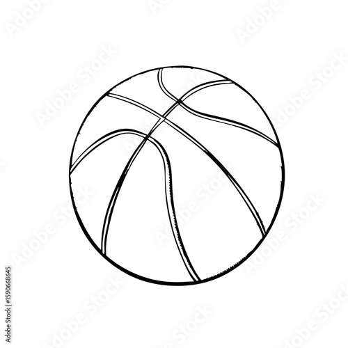 Basketball illustration in chalk style with simple outline design  