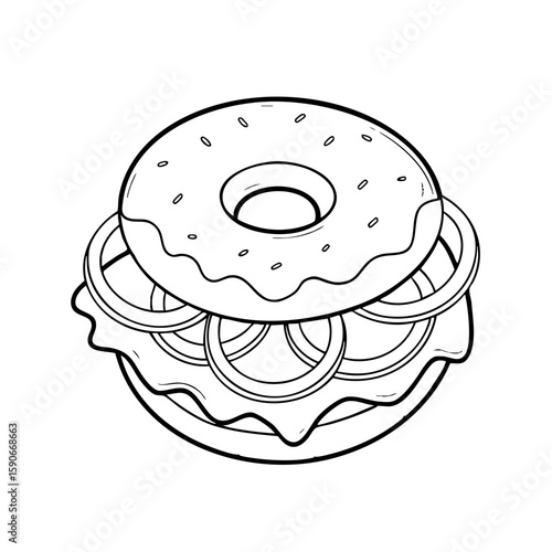 Bagel sandwich with toppings in chalk style illustration  