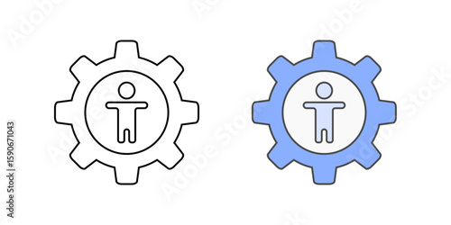 Accessibility settings icon featuring gear with universal accessibility symbol, ideal for inclusive design, assistive tech interfaces, and user-friendly control panels.