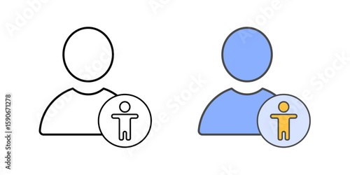 User profile icon with accessibility badge, representing inclusive identity verification or assistive account features for accessible design.