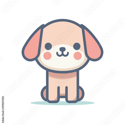 Cartoon dog happily chewing a bone in a fun and cute illustration style