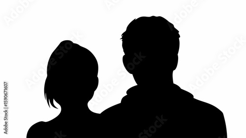 Silhouette of a man and woman standing close together with the woman's arm around the man's shoulder