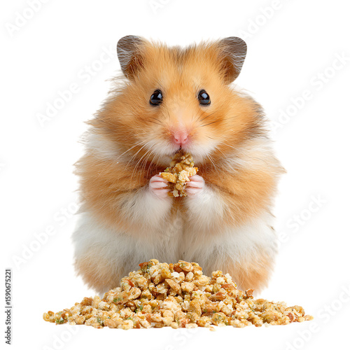 Cute hamster eating food.