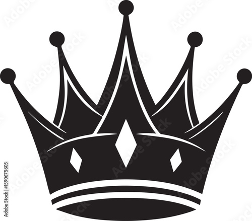 black crown silhouette vector, crown icon, crown vector illustration black and white