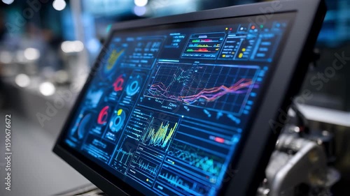 Wallpaper Mural Computer screen displaying diverse charts, graphs, and statistics, emphasizing data analysis and monitoring in a modern technological environment Torontodigital.ca