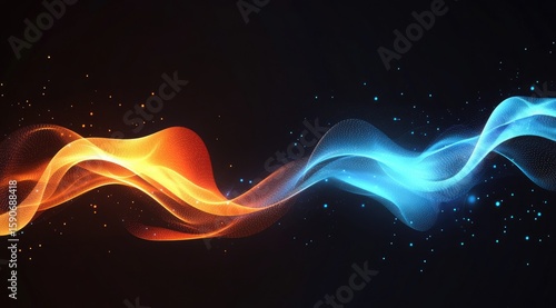 Wallpaper Mural Abstract fiery-icy waves on black Torontodigital.ca