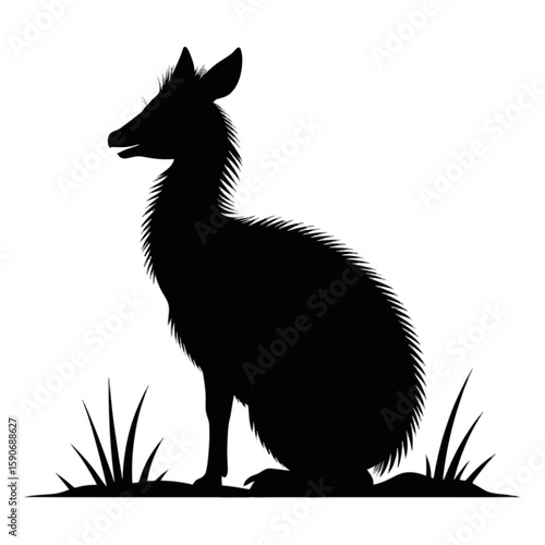 Dik Sitting in Grass Silhouette antelope animal