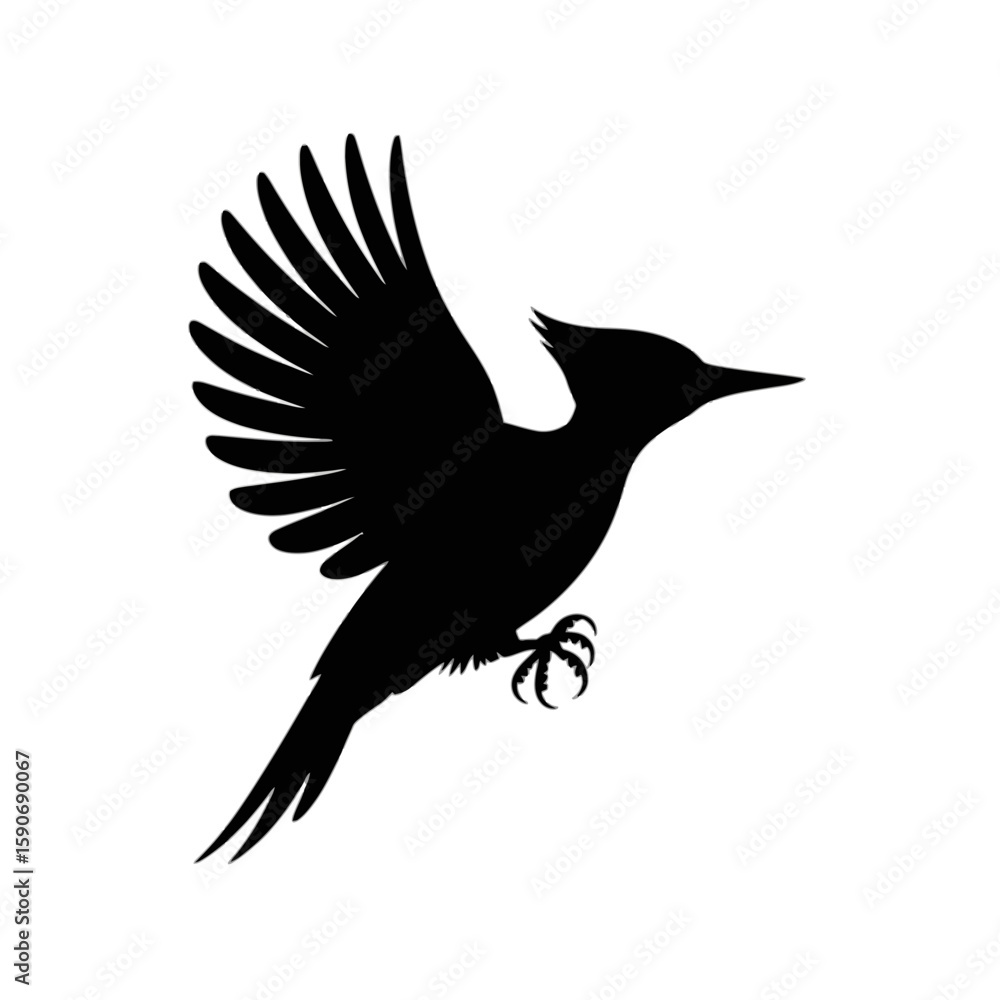 Obraz premium Jay in flight silhouette bird flying