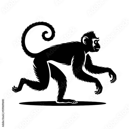 Monkey swinging on a branch primate animal