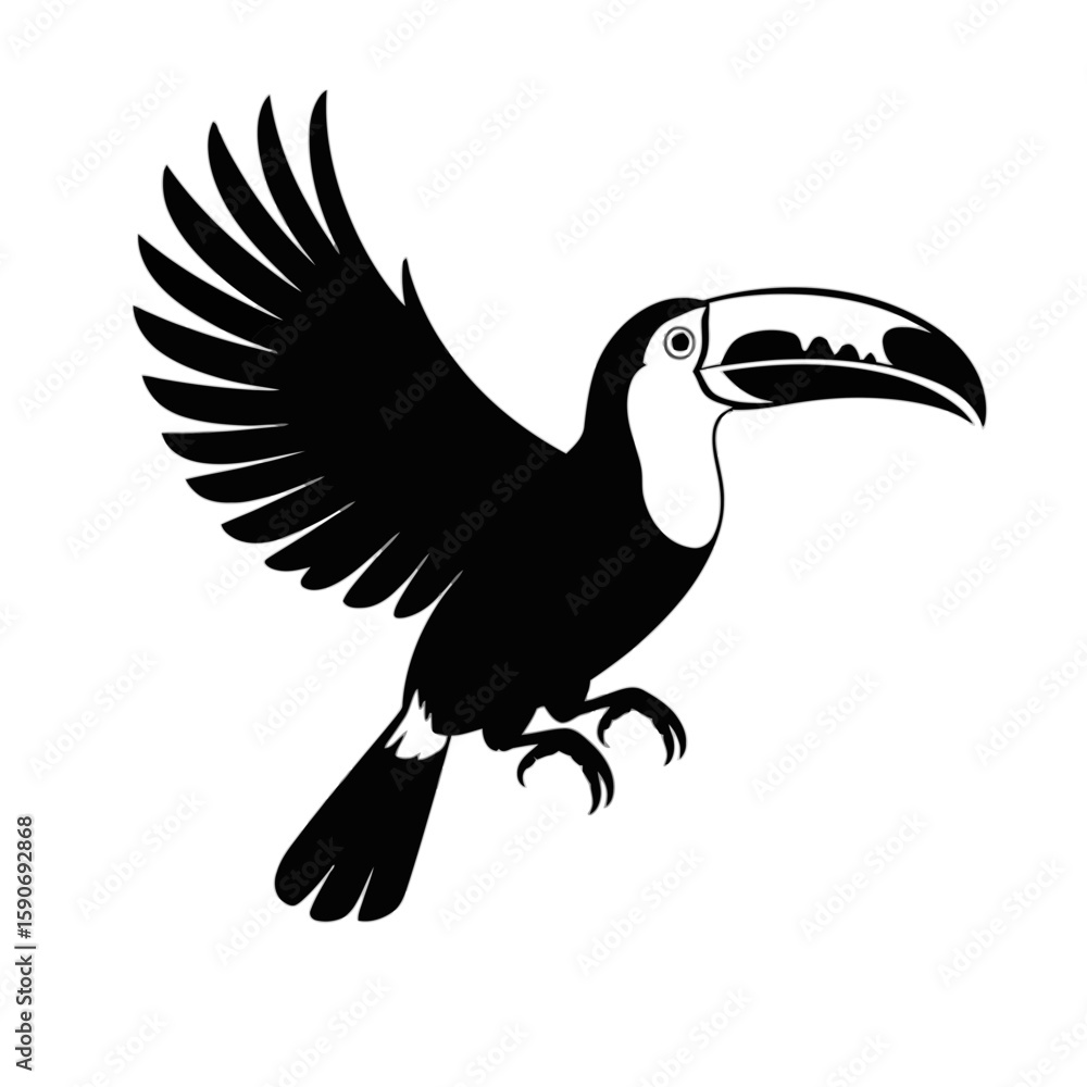 Fototapeta premium Toucan in flight bird flying