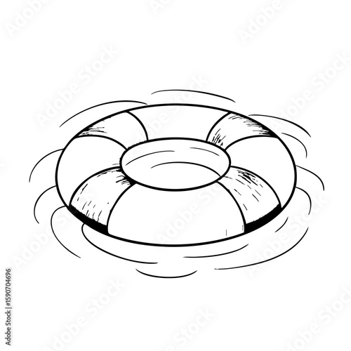 Chalk style life buoy floating in water  