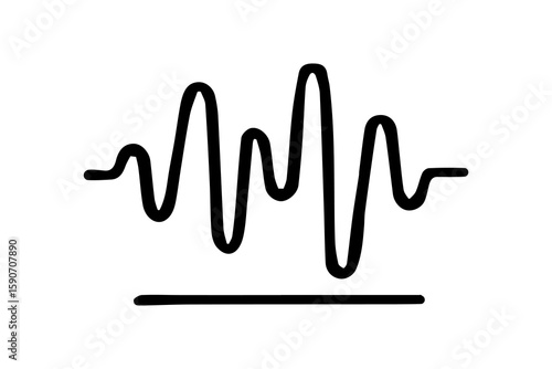 This is a black-and-white icon depicting a sound wave or voice waveform, with smooth, irregular peaks and valleys, positioned above a straight horizontal line.
