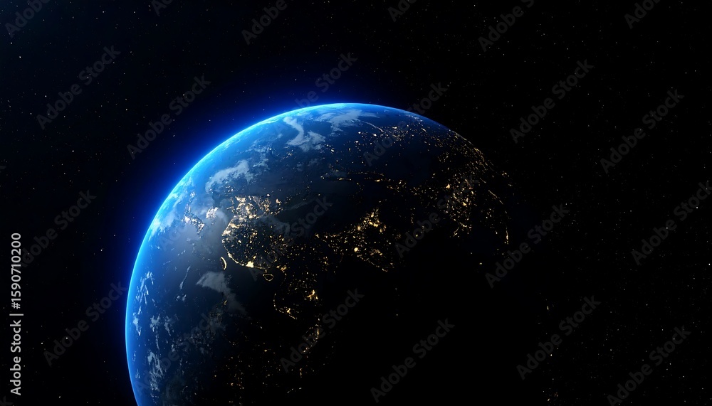 Fototapeta premium Earth from space, nighttime view