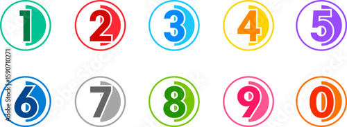 Colorful number bullet point set from 1 - 9. Number icon for infographic and presentation