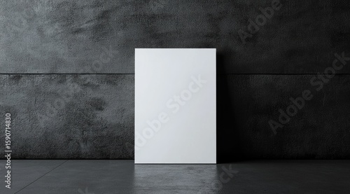 Blank canvas on dark concrete wall