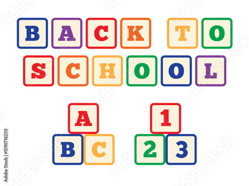 Back to School ABC 123 Block Clipart – Rainbow Educational Letter and Number Graphics