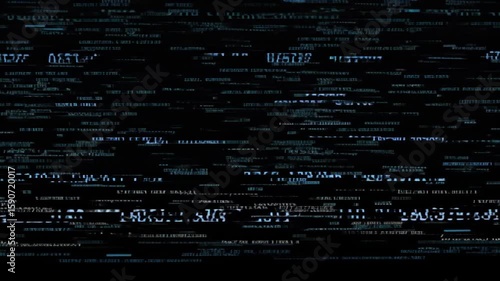Abstract data stream visualization with numbers and code elements on black background