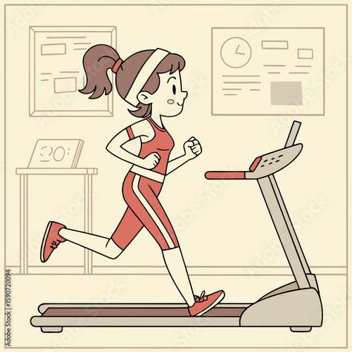 running girl on the treadmill