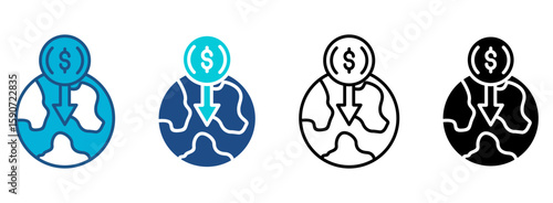 Crisis Icon Set With Multiple Styles. Vector Illustration