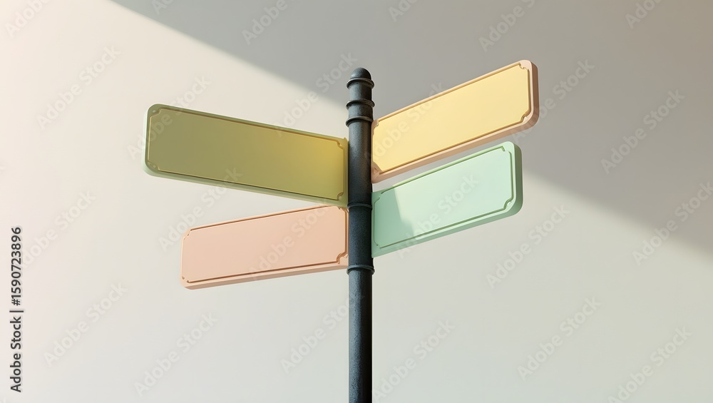 Obraz premium Conceptual Signpost in Pastel Macaron Palette – Stylized Digital Art 