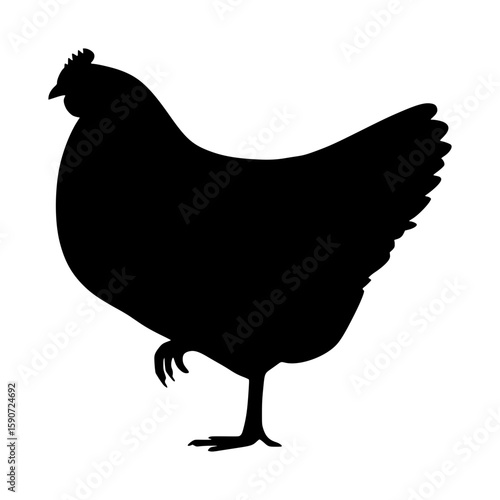 Black Chicken Silhouette Vector Illustration