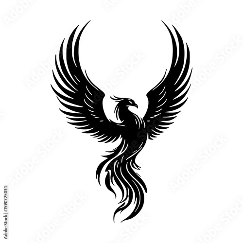 Black Phoenix Silhouette Vector Illustration