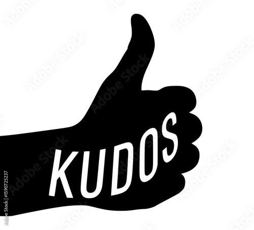 Black Hand Thumbs Up with Kudos Text