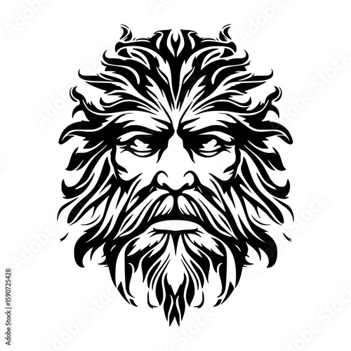 Black Tribal Face Portrait - Vintage Style
