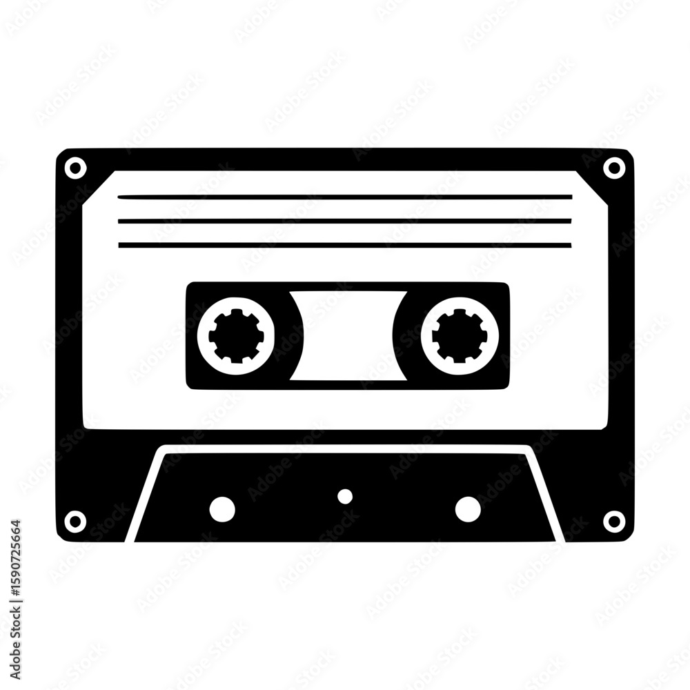 Obraz premium Retro Cassette Tape Icon - Black & White