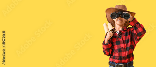 Cute little cowboy with tre...