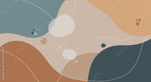 Serene Abstract Art Organic Shapes Flowing Lines Muted Earth Tones Modern Aesthetic.