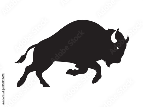 American  Bison buffalo black silhouette vector illustration 