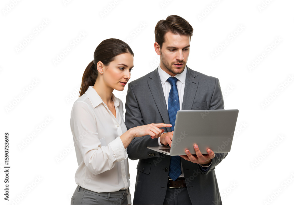 Corporate Team Collaboration: Confident Business Team Holding a Laptop on Transparent Background (PNG Format) Corporate Team Collaboration: Confident Business Team Holding a Laptop on Transparent Background (PNG Format)