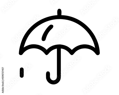 Umbrella Icon with Single Raindrop - Symbolizing Protection, Weather, or Stormy Days