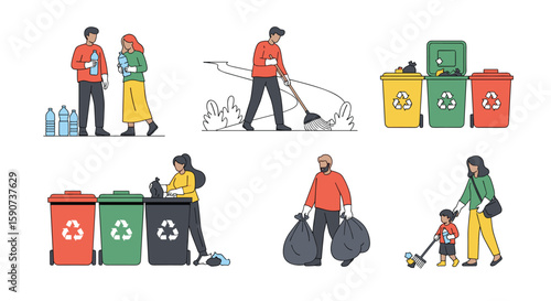 People actively engaged in environmental cleanup efforts contributing to a healthier planet through dedicated waste management and recycling practices