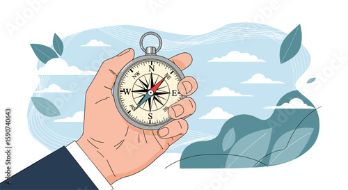 Navigating the path to success with a compass in hand a symbol of direction and purpose in business growth