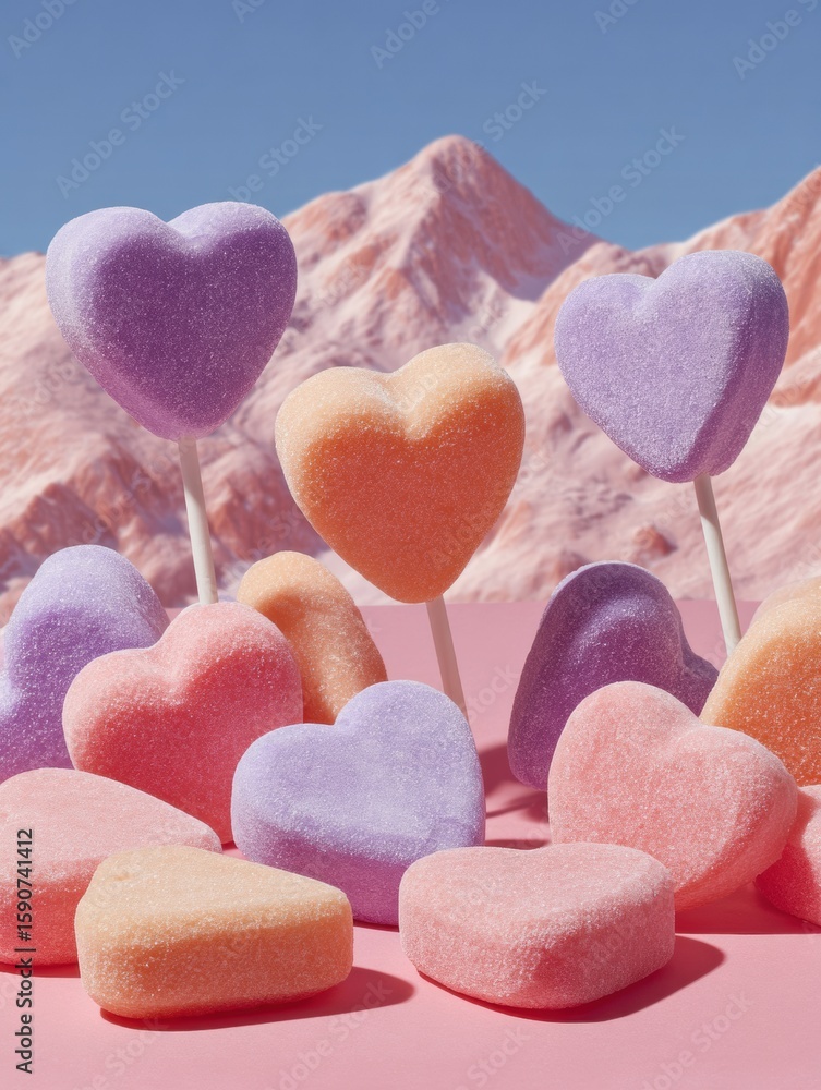 Fototapeta premium National Lollipop Day Heart Candy Background with Valentines Day and Mothers Day Seasonal Vibes for Premium Social Media and Marketing Campaigns